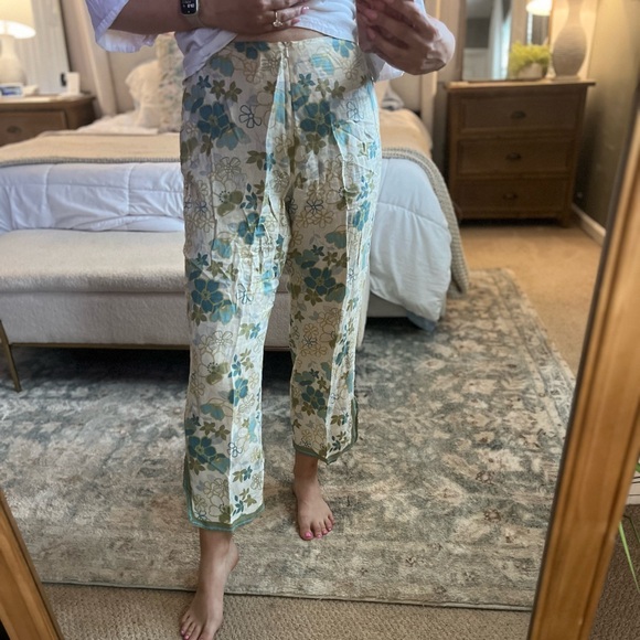 Willi Smith Linen Pants with Floral Design - Picture 1 of 6